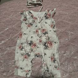 Baby’s Lovely Floral Pattern Romper Onesie Outfit Bodysuit 