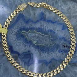 $725 Yellow Gold W Zirconia Hollow Cuban Bracelet 