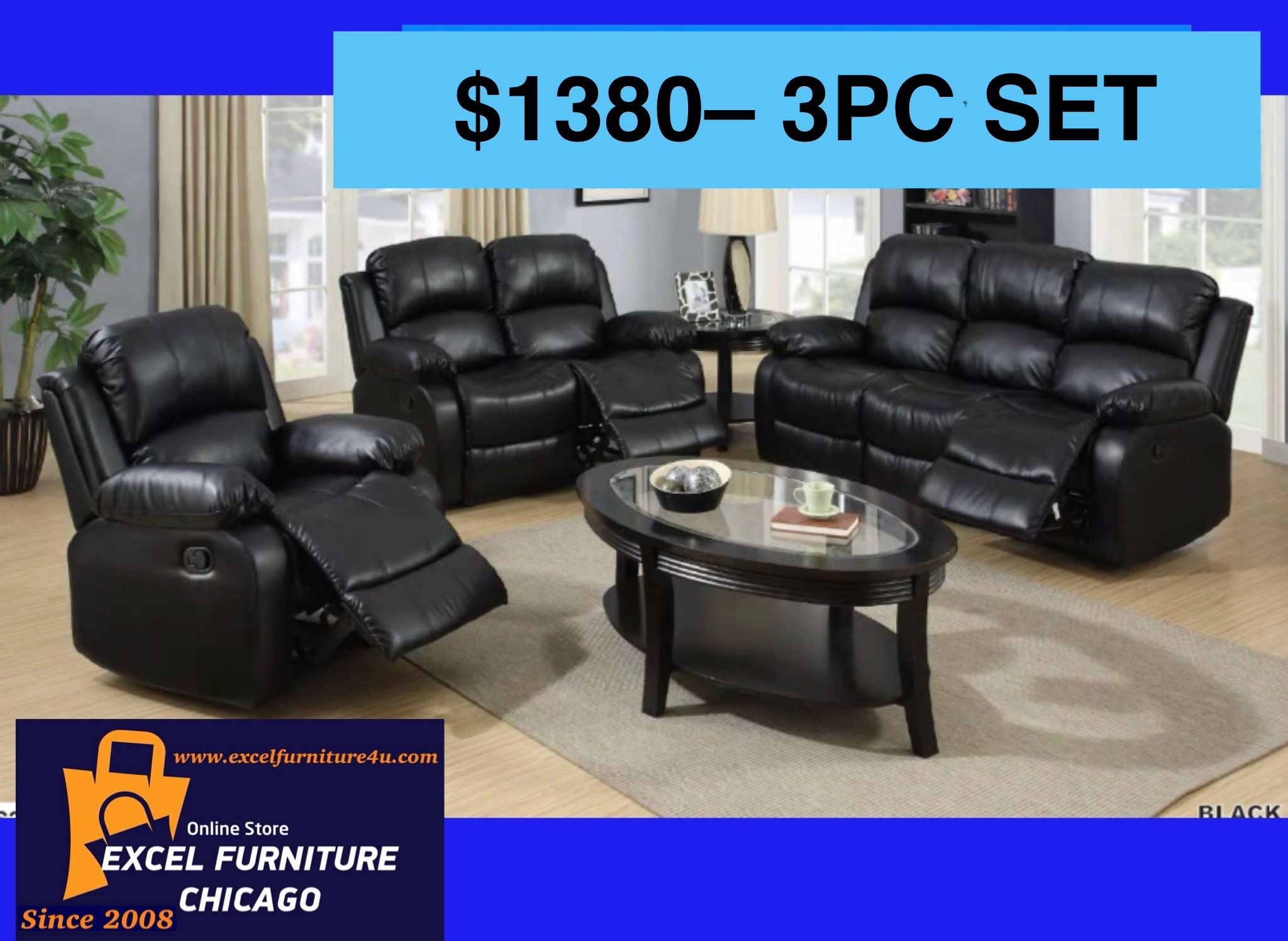 💥FREE DELIVERY💥Brand New 3PC Reclining Sofa Loveseat Chair Set