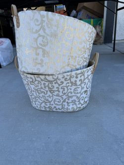 White And Gold Baskets