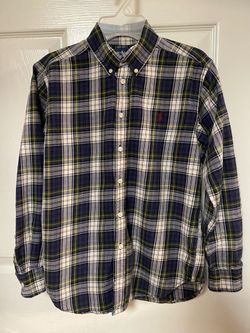 Ralph Lauren Boy’s Navy Blue Plaid Button Up Shirt M(10/12)  Long Sleeve