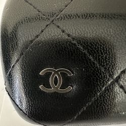 CHANEL Black Hard Eyeglasses Sunglasses Quilted Case 