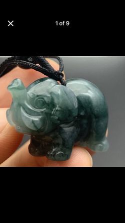 Success business Certificate Jadeite Jade Grade A Luck Green Elephant chunk up