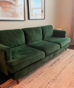 Green Velvet Mid Century Modern Sofa