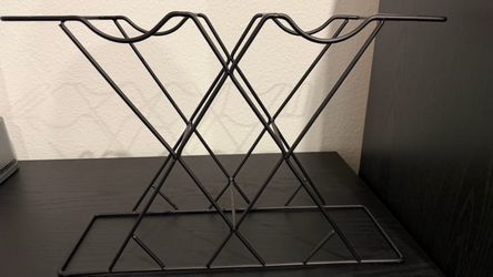 Black Metal Wine Rack – Holds 7 Bottles & Wine Glasses – 2 Available