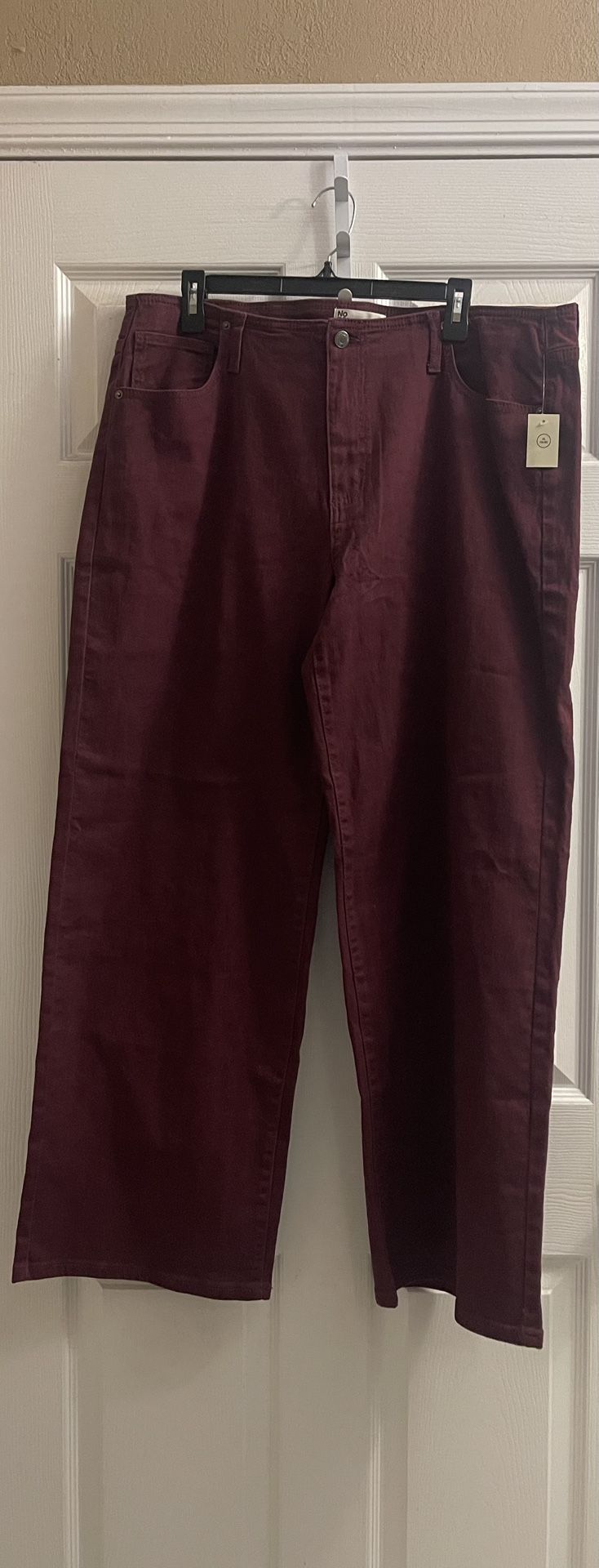 Brand New Ladies Burgundy Wide Leg Jeans Size XL