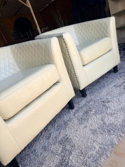 2- Piece 29" Wide Tufted Faux Leather Barrel Club Chair