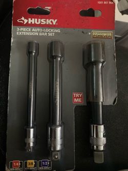 BRAND NEW IN PACKAGE 3 AUTO LOCKING EXTENSION BAR SET  1/4  3/8 1/2 Extensions
