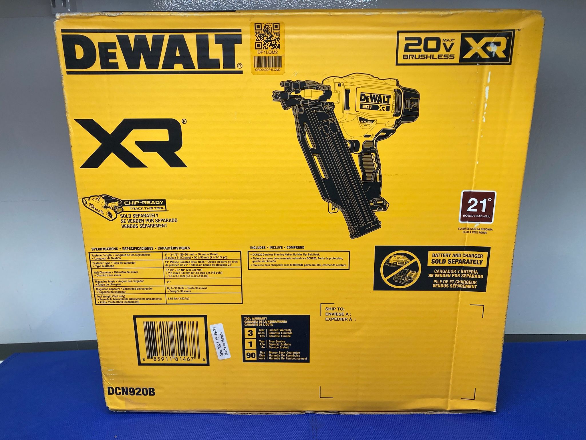 DEWALT DCN920B 20V MAX Cordless 21-Degree Framing Nailer DCN920B
