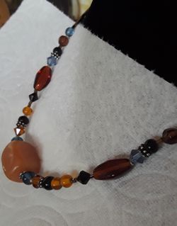 Multi Glass & Stone Beaded Vintage Necklace
