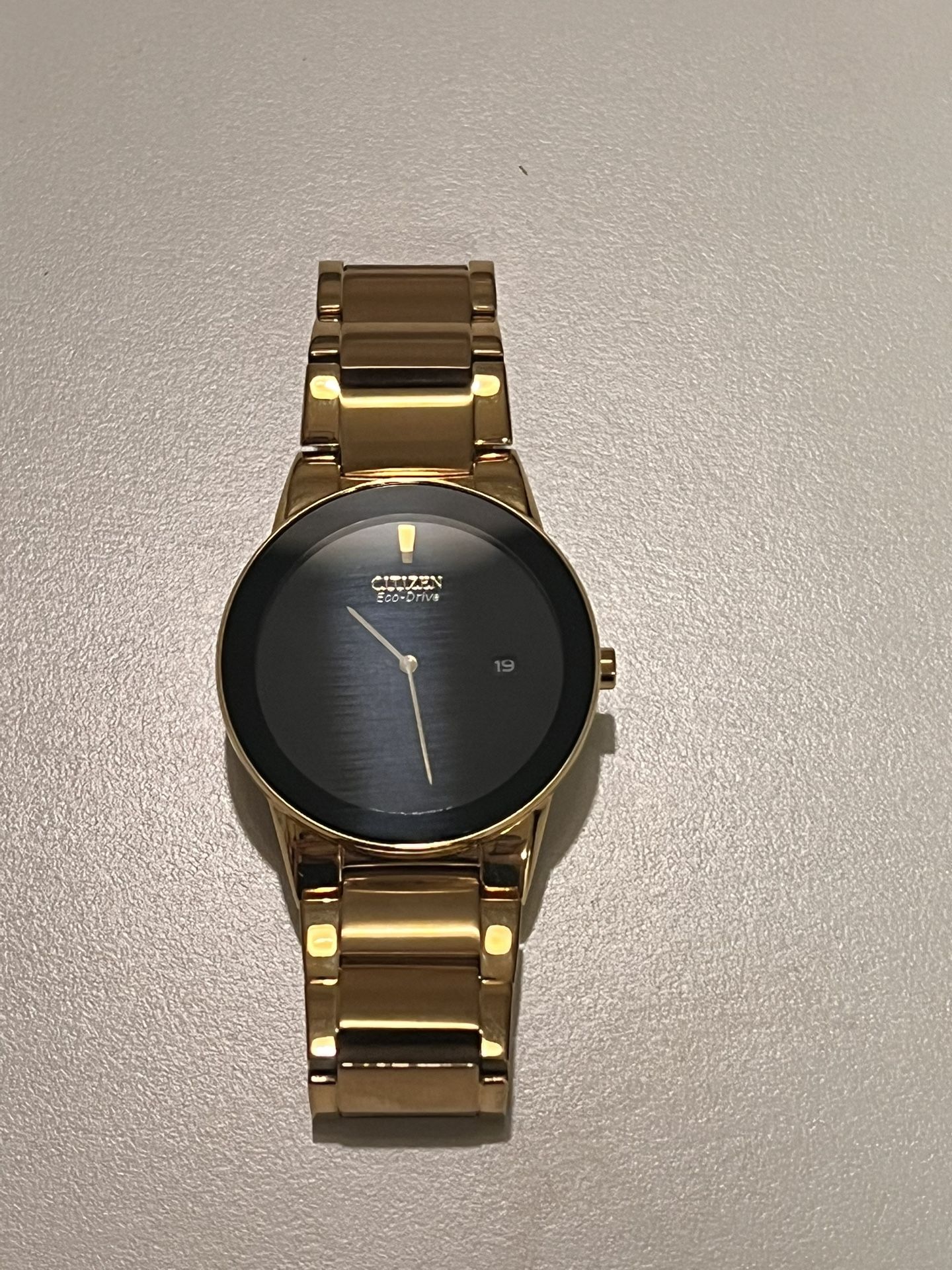 Citizen Men's Watch AXIOM Eco Drive Black Dial Solar Gold Stainless Steel