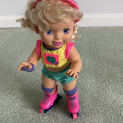 Vintage 1996 Tycho, California roller girl on skates doll tested, does not work