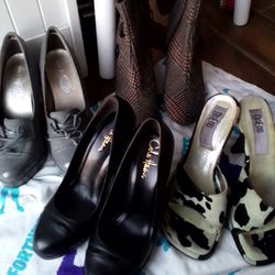 3 Pairs Of  High Heels Dress Shoes  &   1  Pair Of High Heel Boots Womens