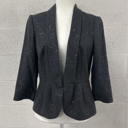 Banana Republic Gray Flannel Peplum Sequin Blazer 