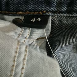 LANDS END Square Rigger Mens Sz 44 Traditional Fit Dark Blue Denim Jeans