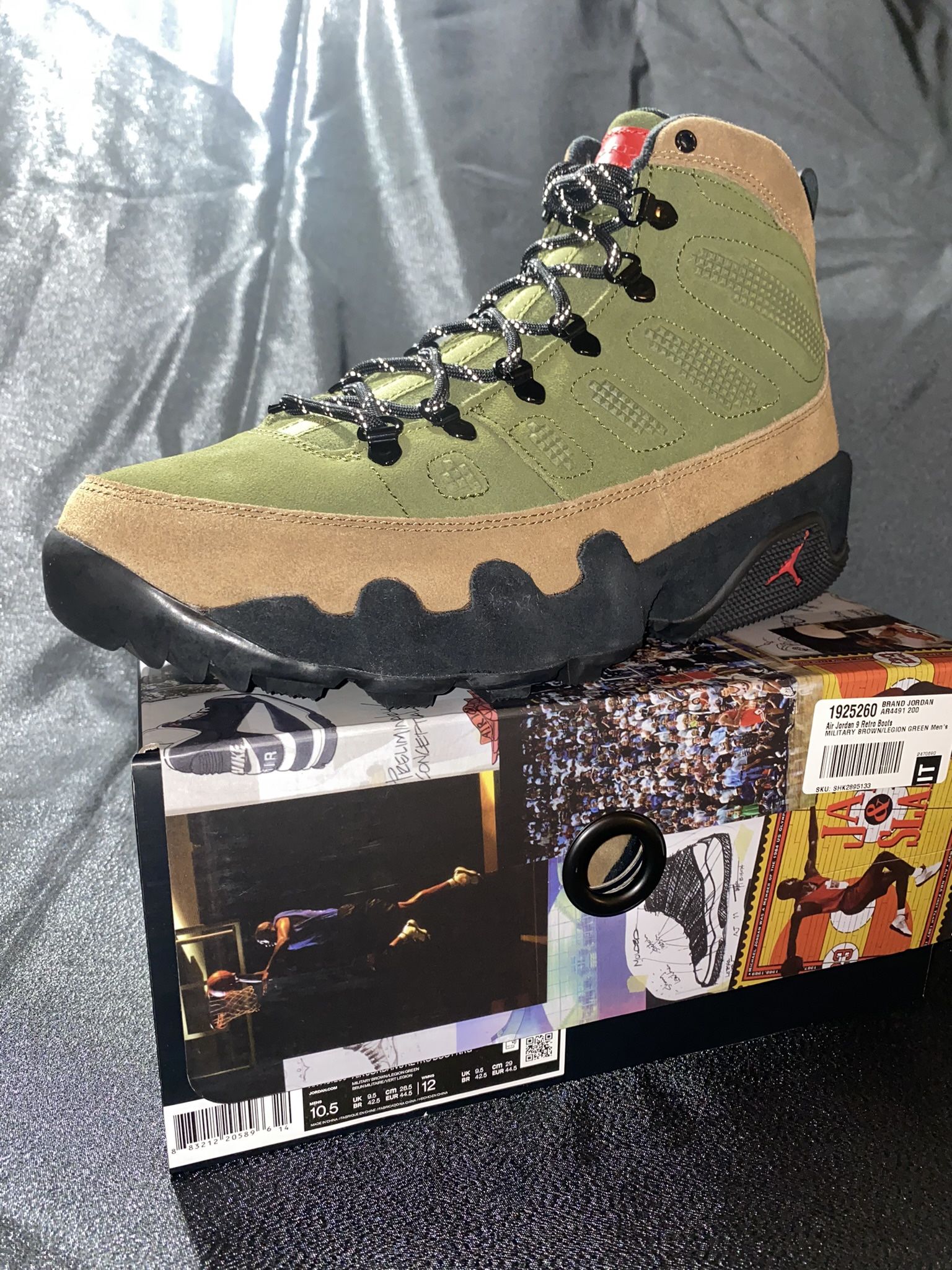 Jordan 9 Boot NRG “ Military Brown Legion Green” 