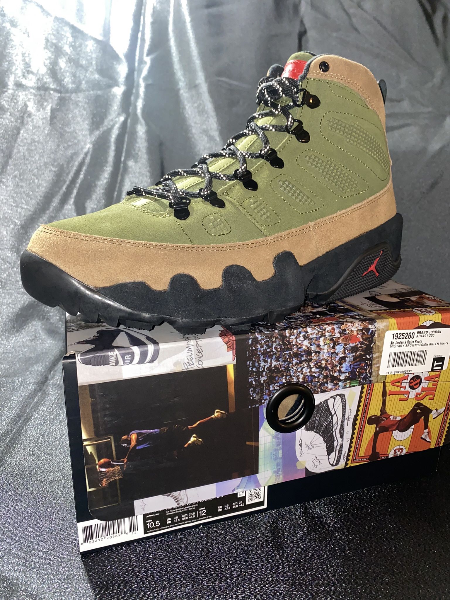 Jordan 9 Boot NRG “ Military Brown Legion Green”