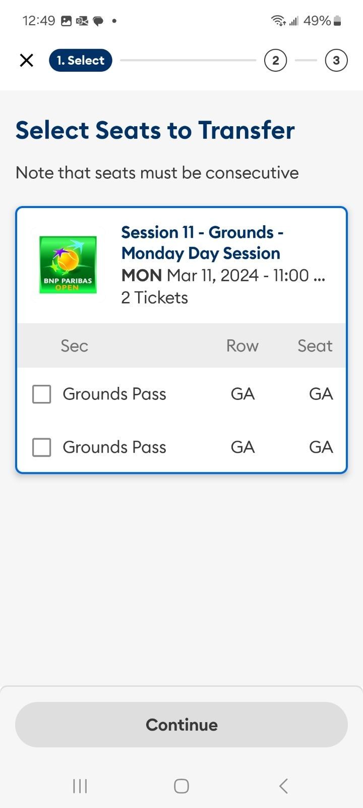 2 Day Grounds Passes Tennis Indian Wells - BNP Paribas - 3/11/24