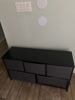 Black Storage Dresser with Fabric Drawers