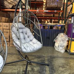 New Swing Hanging Birdcage Egg Chair with Stand Indoor Outdoor 350lbs Capacity