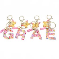 Initial Pink Key Ring