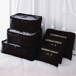 6pcs Travel Luggage Packing Cubes, Suitcase Clothes Storage Bag, Foldable Organizer Bag Shoes Bag Underwear Pouch