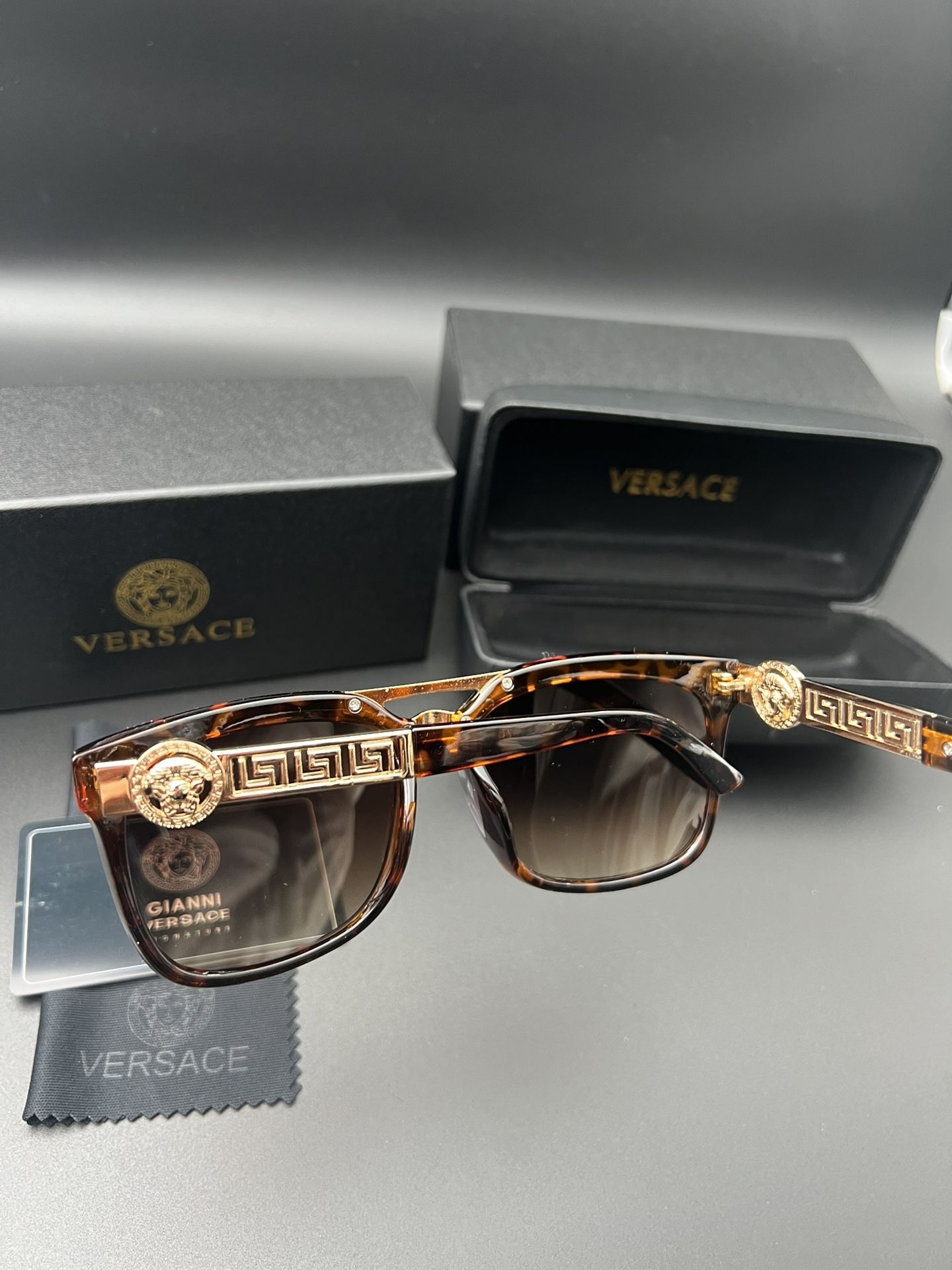 Versace Cheetah Print Medusa Sunglasses VE4426BU - Black Tinted Lens