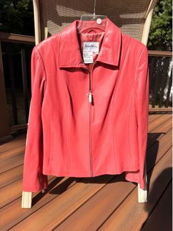 Leather Jacket Ladies, Pamela McCoy, salmon, size medium