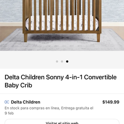 Delta Children Sonny 4-in-1 Convertible Crib – Excellent Condition