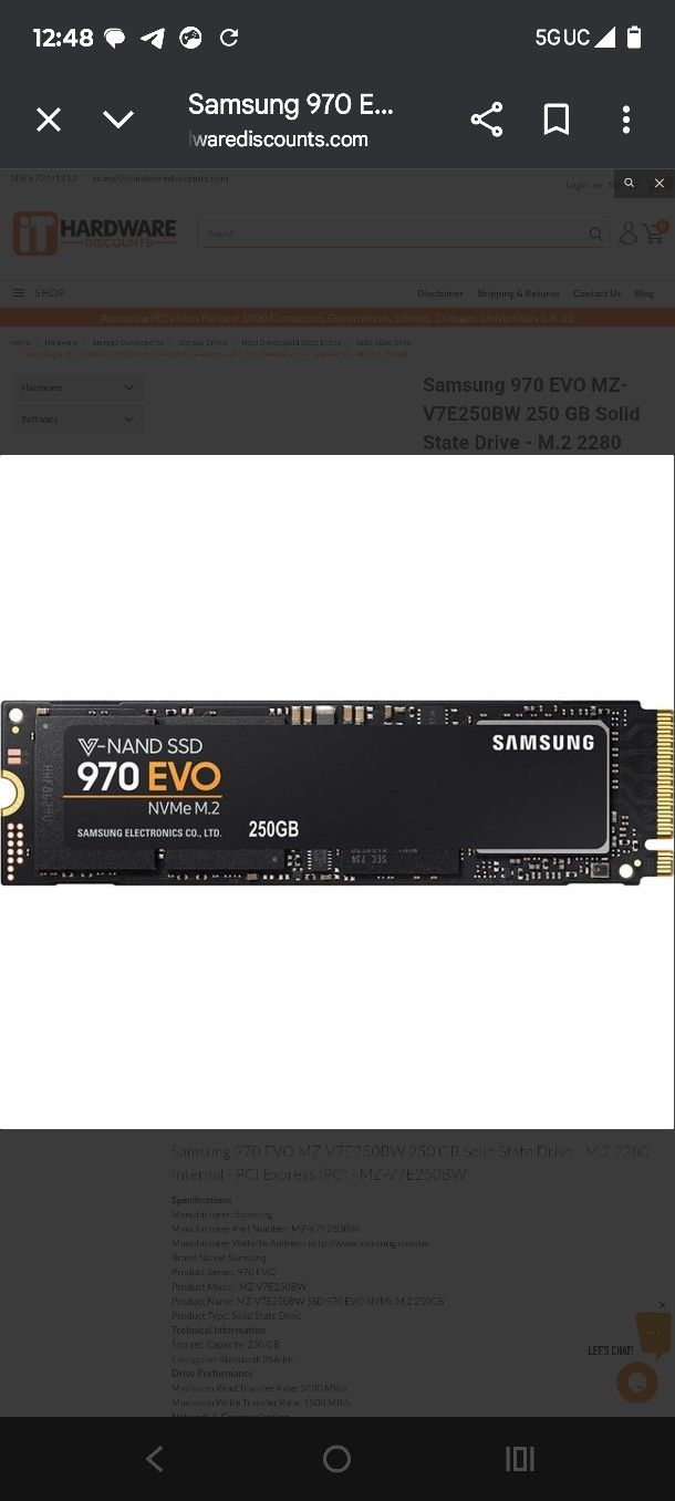 Samsung Evo 970 1 TB SSD NVME