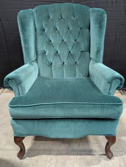 Emerald Green Velvet Tufted Wingback Armchair