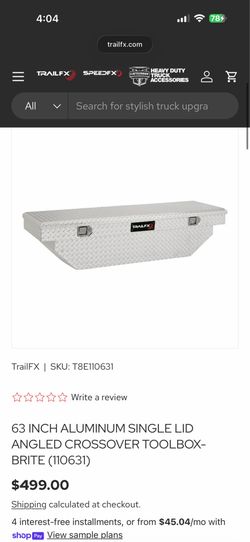 63 INCH ALUMINUM SINGLE LID TRUCK ANGLED CROSSOVER TOOLBOX