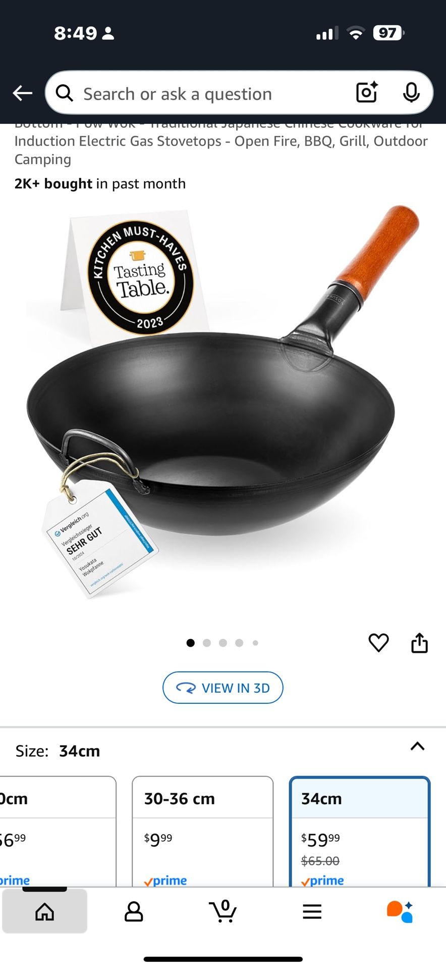 YOSUKATA Carbon Steel Wok Pan – 13,5 “ Stir Fry Pans with Flat Bottom - Pow Wok 