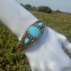 Carolyn Pollack Relios Sterling Silver Turquoise Cuff Bracelet 