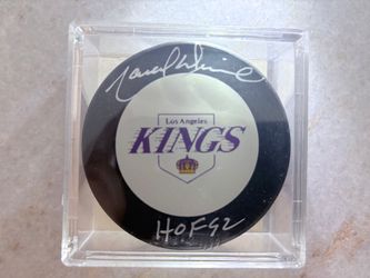 Autographed Los Angeles Kings Hockey Puck HOF 92