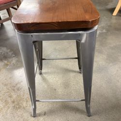 Pair of 2 Stools - metal and wood 