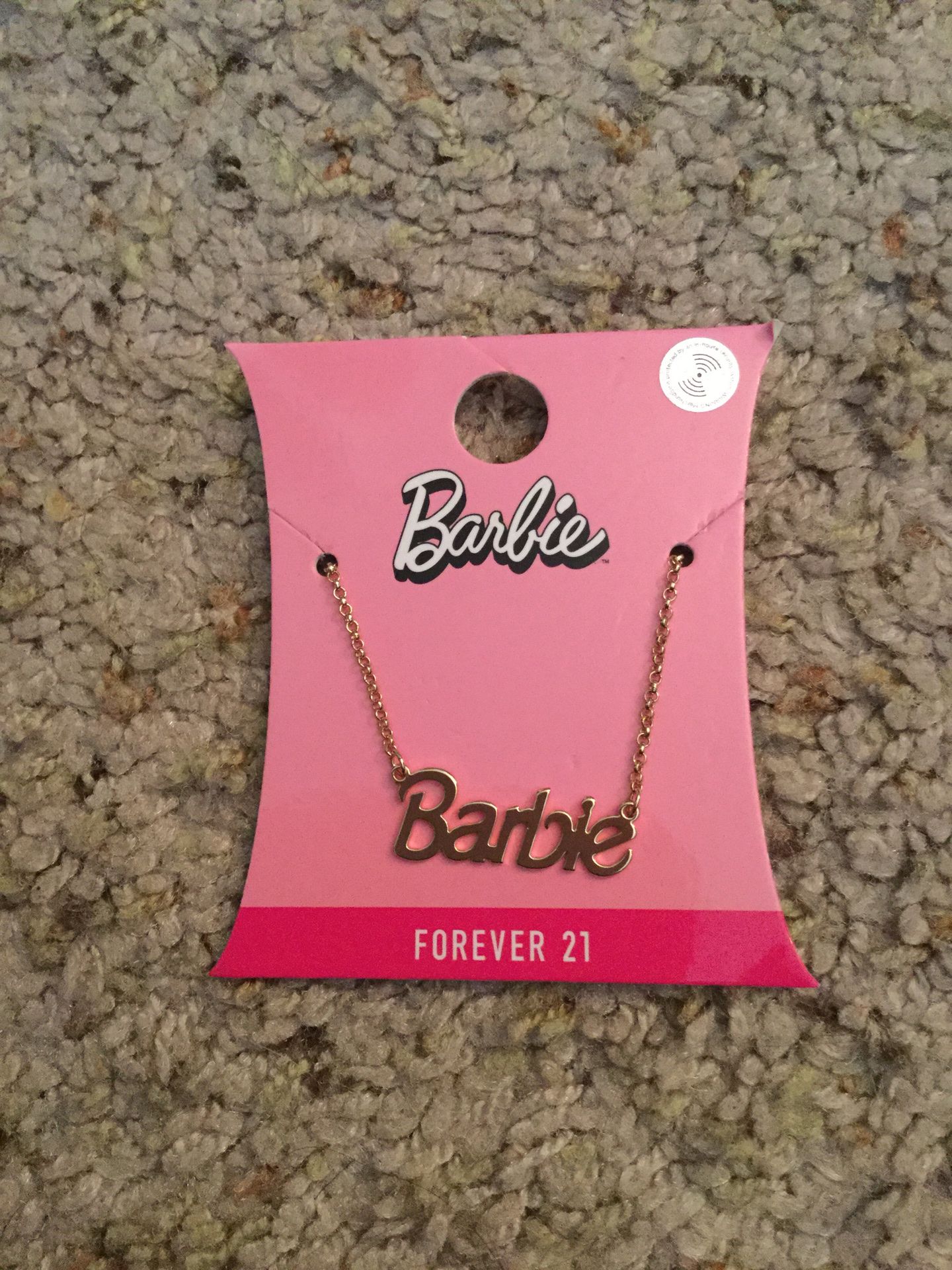 BARBIE forever 21 gold signature necklace NWT, Sold Out!