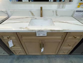 Gold Bathroom Vanity Top, Calacatte Gold Quartz Vanity Top for Bathroom, Bathroom Sink Included, Calacatte Gold Quartz for Vanity, Calacatte Quartz