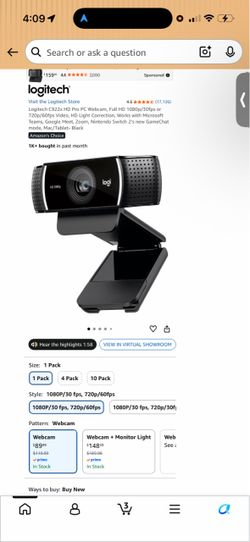 Logitech C922x HD Pro Webcam