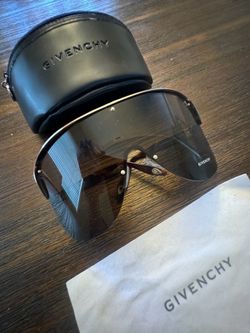 Vintage Givenchy SGVA17 COL 0A39 110  shield with gold semi-frame sunglasses Havana Amber lens