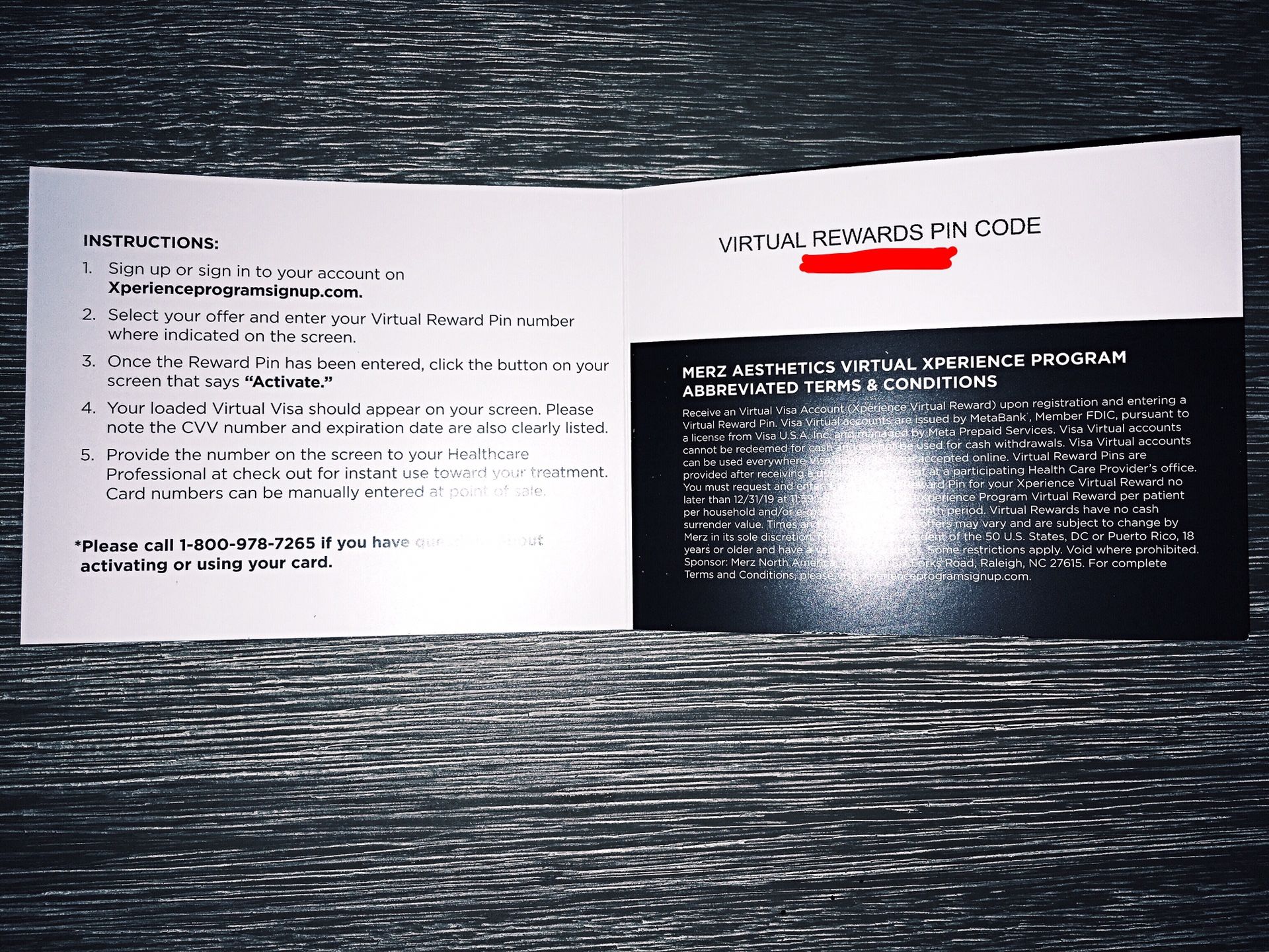 $50 Reward Pin Card - Merz Aesthetics Virtual Xperience Program