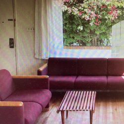 Sturdy Fabric  Cosy Burgandy 3and 2 Seater Couch Set