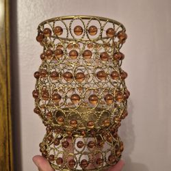 Beaded Candle Holder Vase