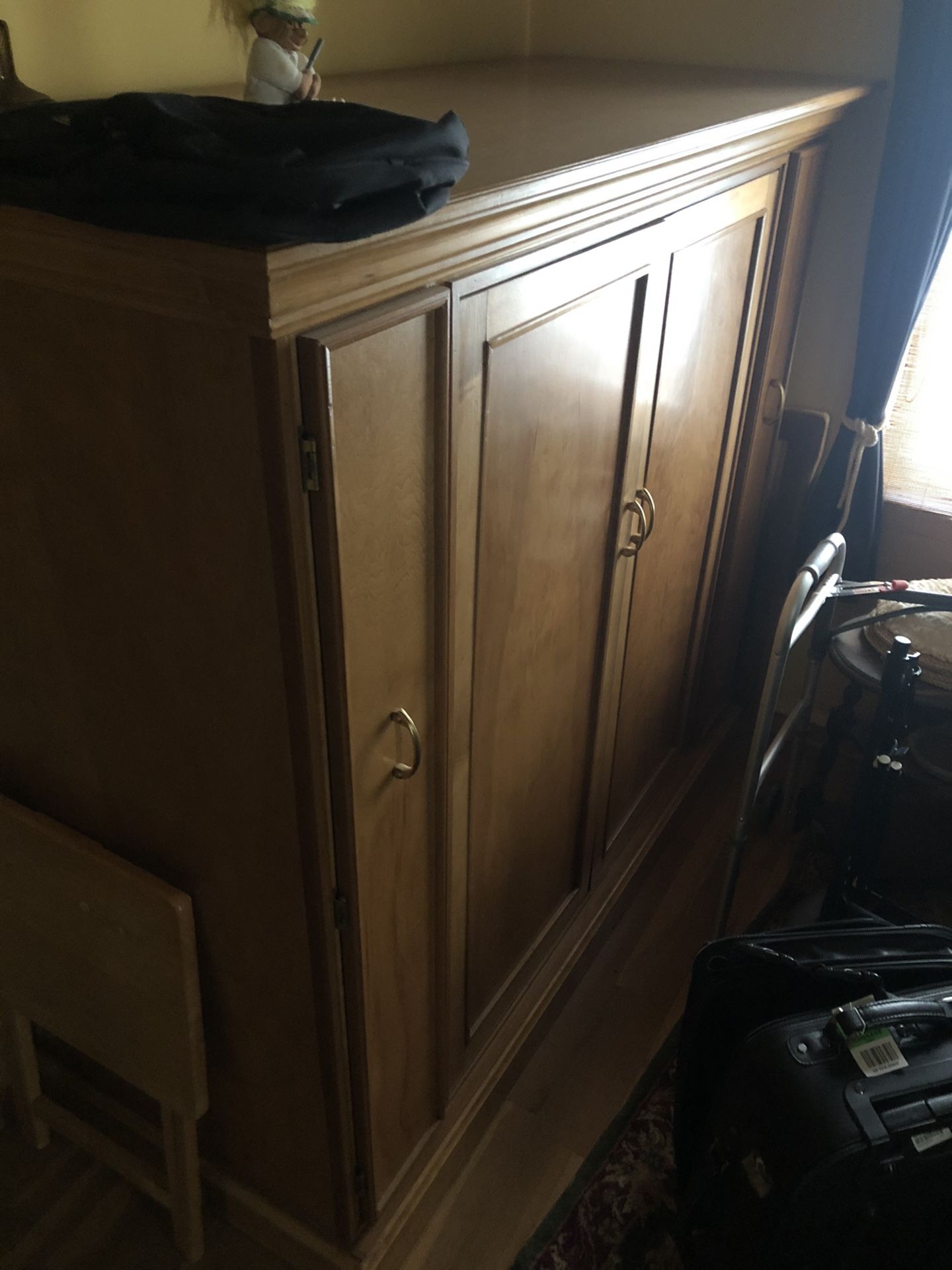 Custom TEAK WOOD CABINET/Tv Stand Or Closet With Side compartments‼️