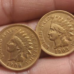 1903 and 1906  full liberty  indian head penny 