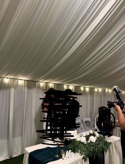 10 used Ivory polyester drapes 5x20feet