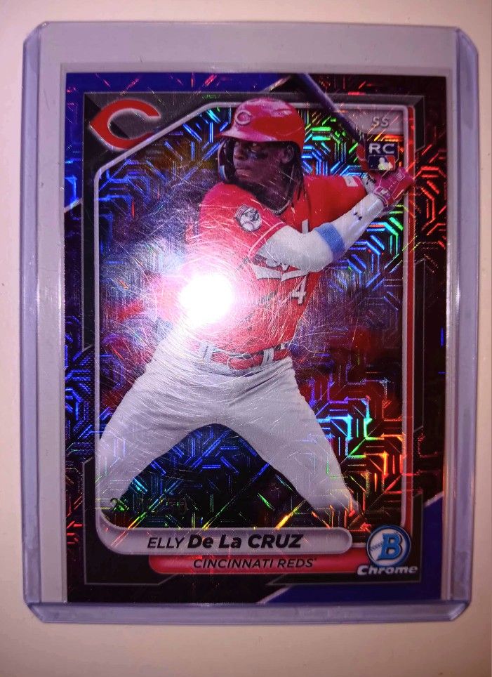 2024 BOWMAN CHROME ELLY DE LA CRUZ PURPLE VARIATION MEGA MOJO ROOKIE BASEBALL CARD /250