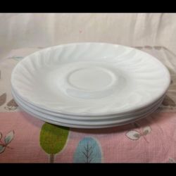 🤍 Lot 4 vintage Corelle by CorninWare  Enhancements White Swirl Saucer plates