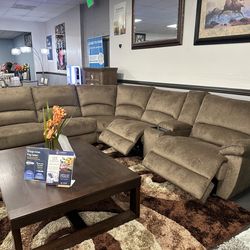 Brown Sofa Sectional 3x Power Recliners