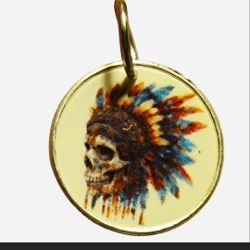 999 Pure Fine Silver Native American Indian skull pendant with feather headdress 18mm long > 1g - New  #gothjewellery #999 #Unisex #silver #rare

limt